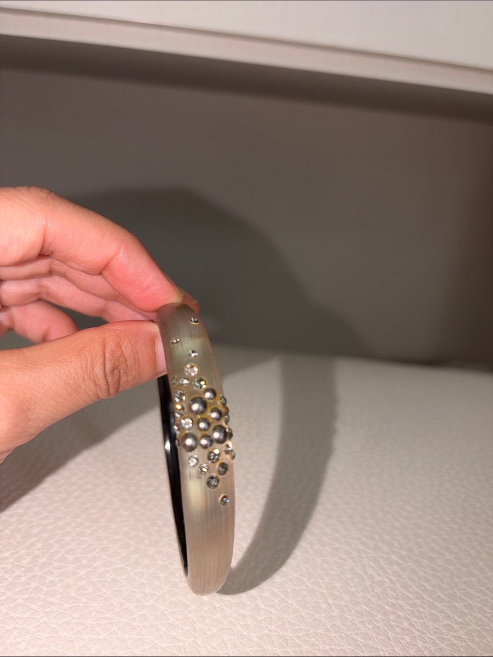 Alexis Bittar Gunmetal Crystal Accent Bangle Bracelet - Women Jewelry